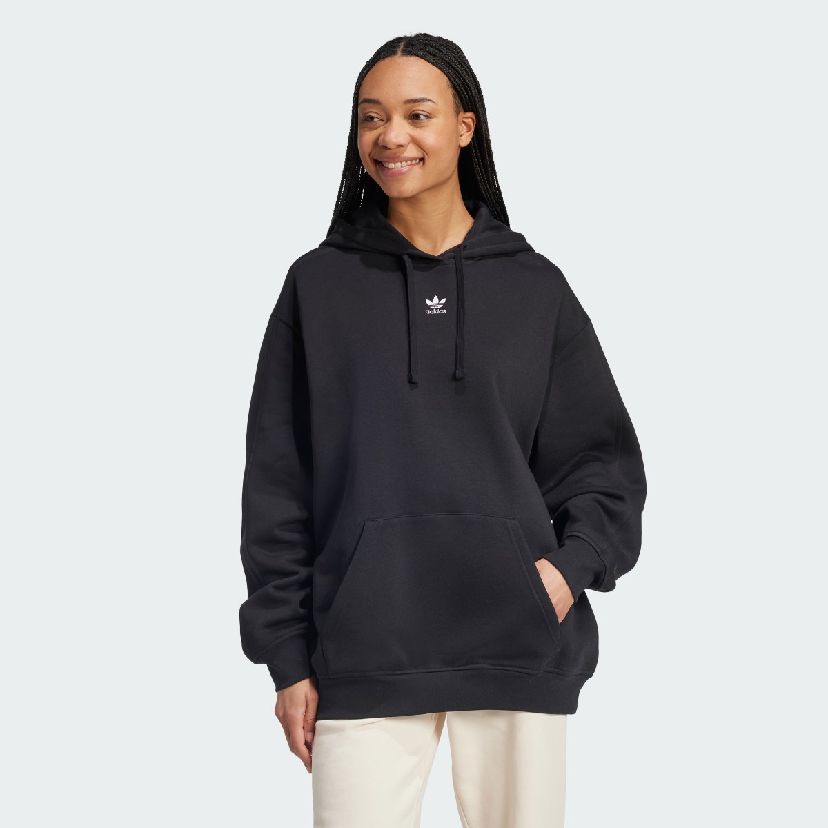 adidas Women's Essentials Oversized Fleece Hoodie in Black