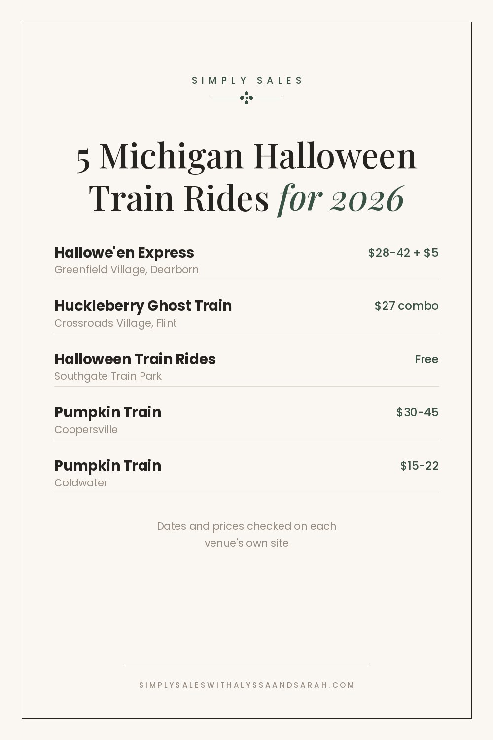 Five Michigan Halloween train rides for 2026 compared by location and ticket price