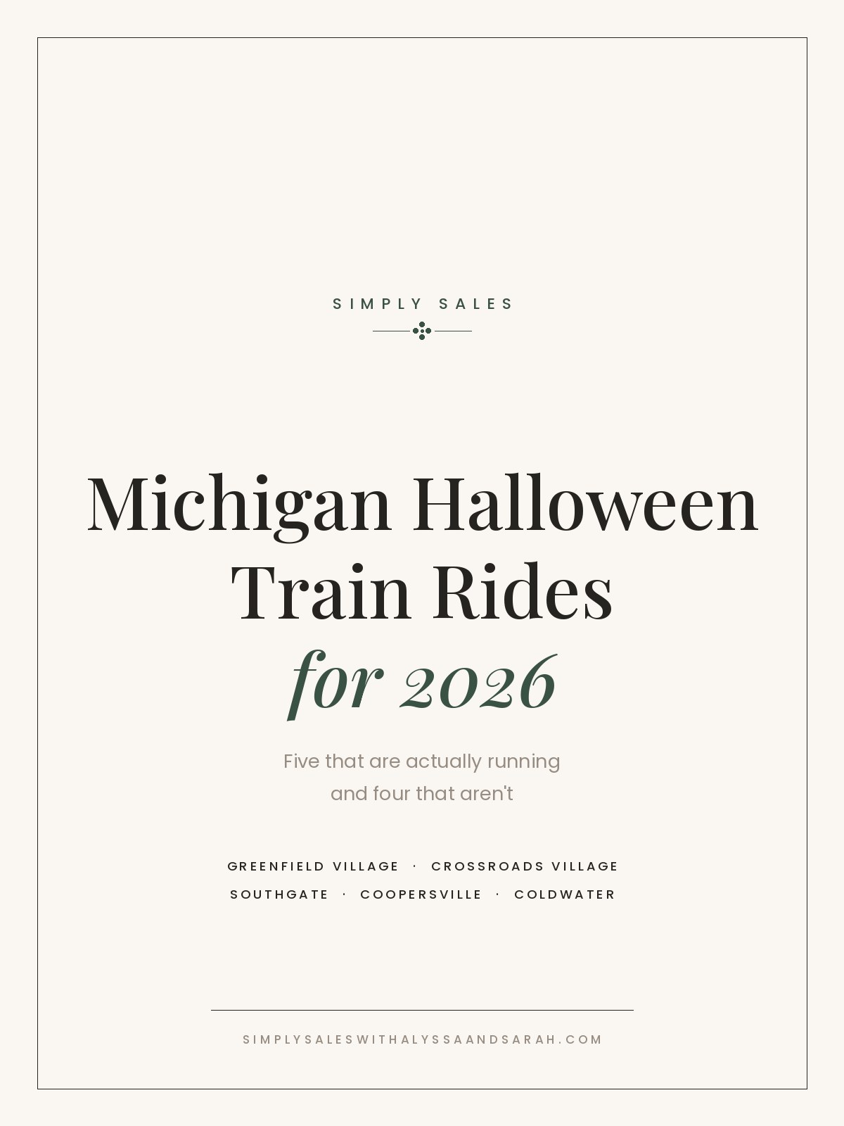 Michigan Halloween train rides 2026 — Greenfield Village, Crossroads Village, Southgate, Coopersville and Coldwater