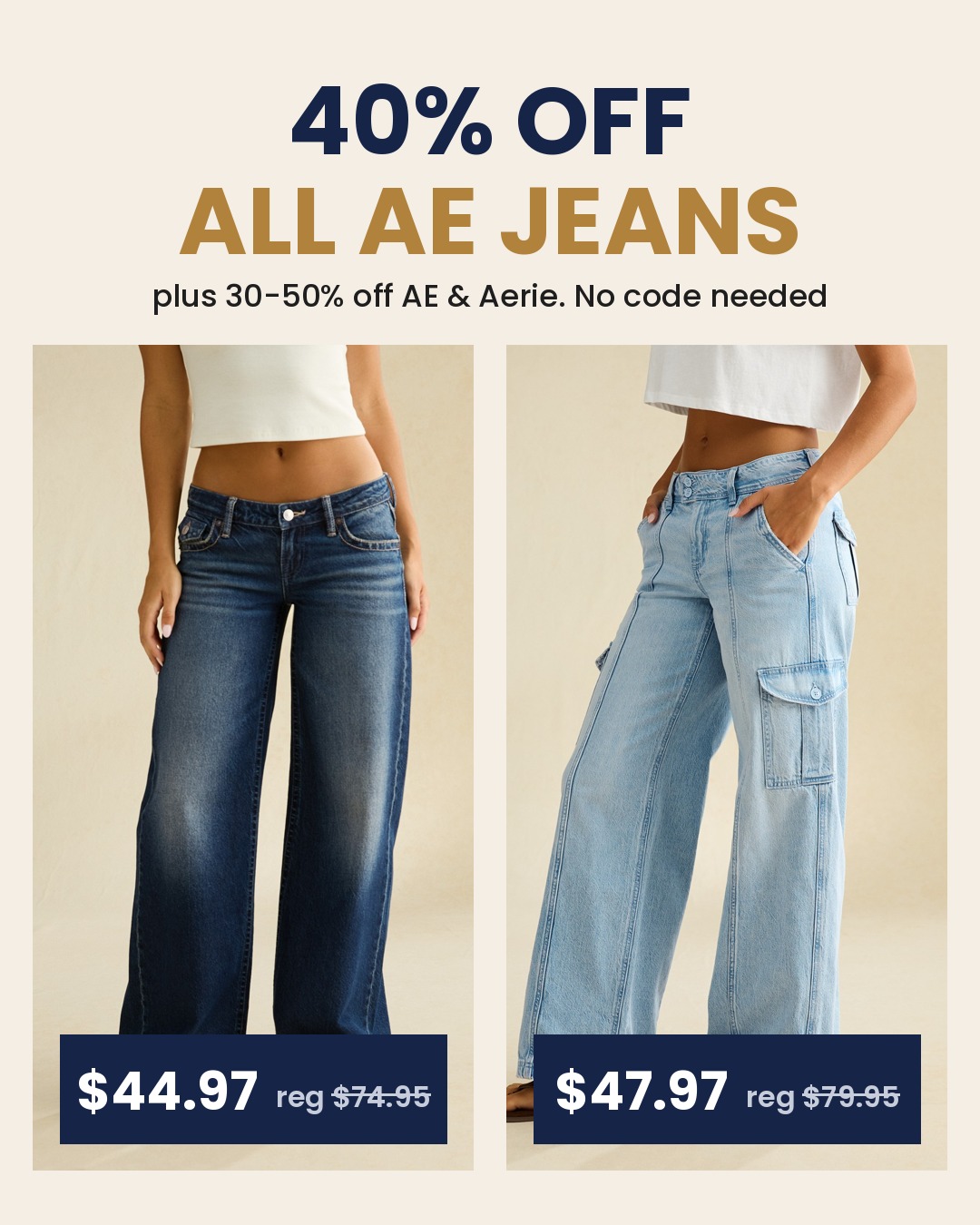 All Jeans + 30-50% Off AE & Aerie