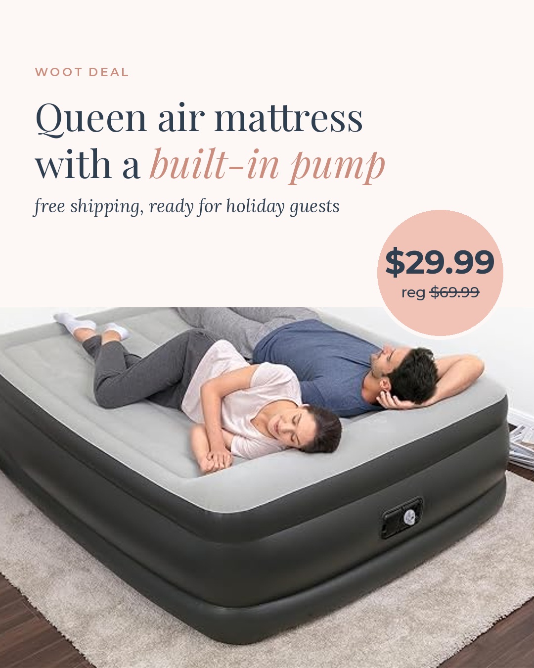 Queen air mattress with built-in pump