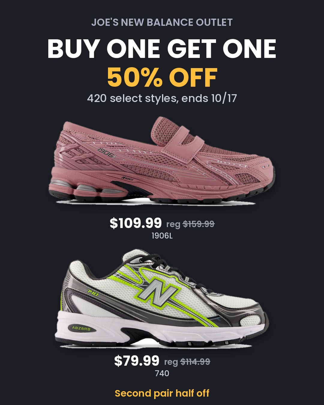 Joe's New Balance Outlet BOGO 50% Off Select Shoes