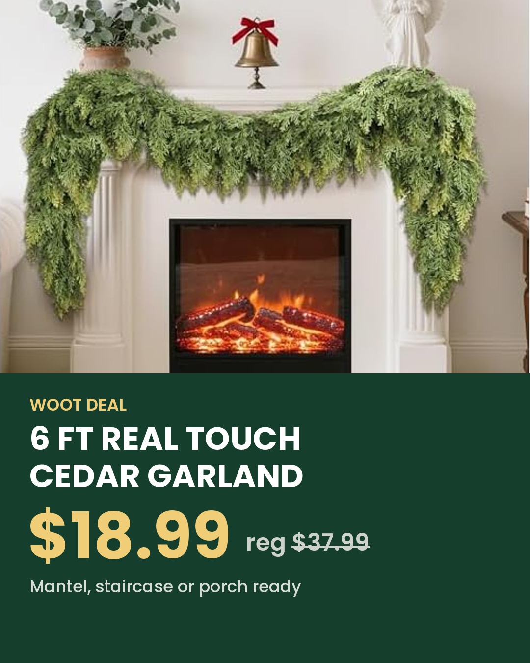6 ft real touch cedar garland