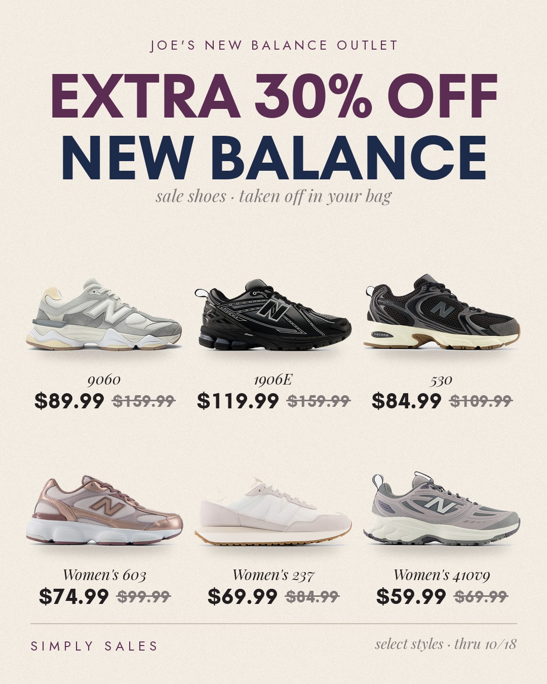 Extra 30% off New Balance sale shoes at Joe's New Balance Outlet