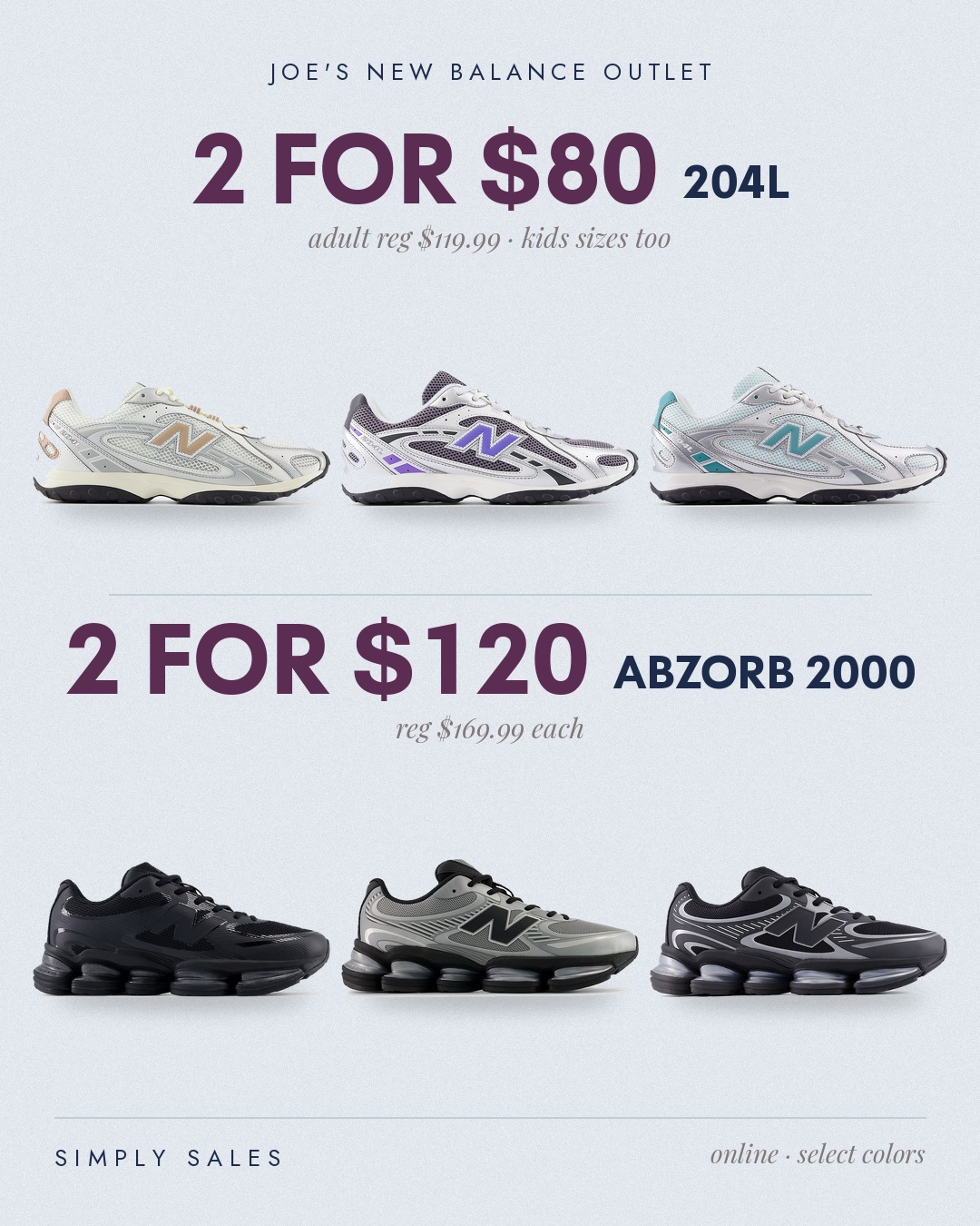 New Balance 204L 2 for $80 at Joe's New Balance Outlet