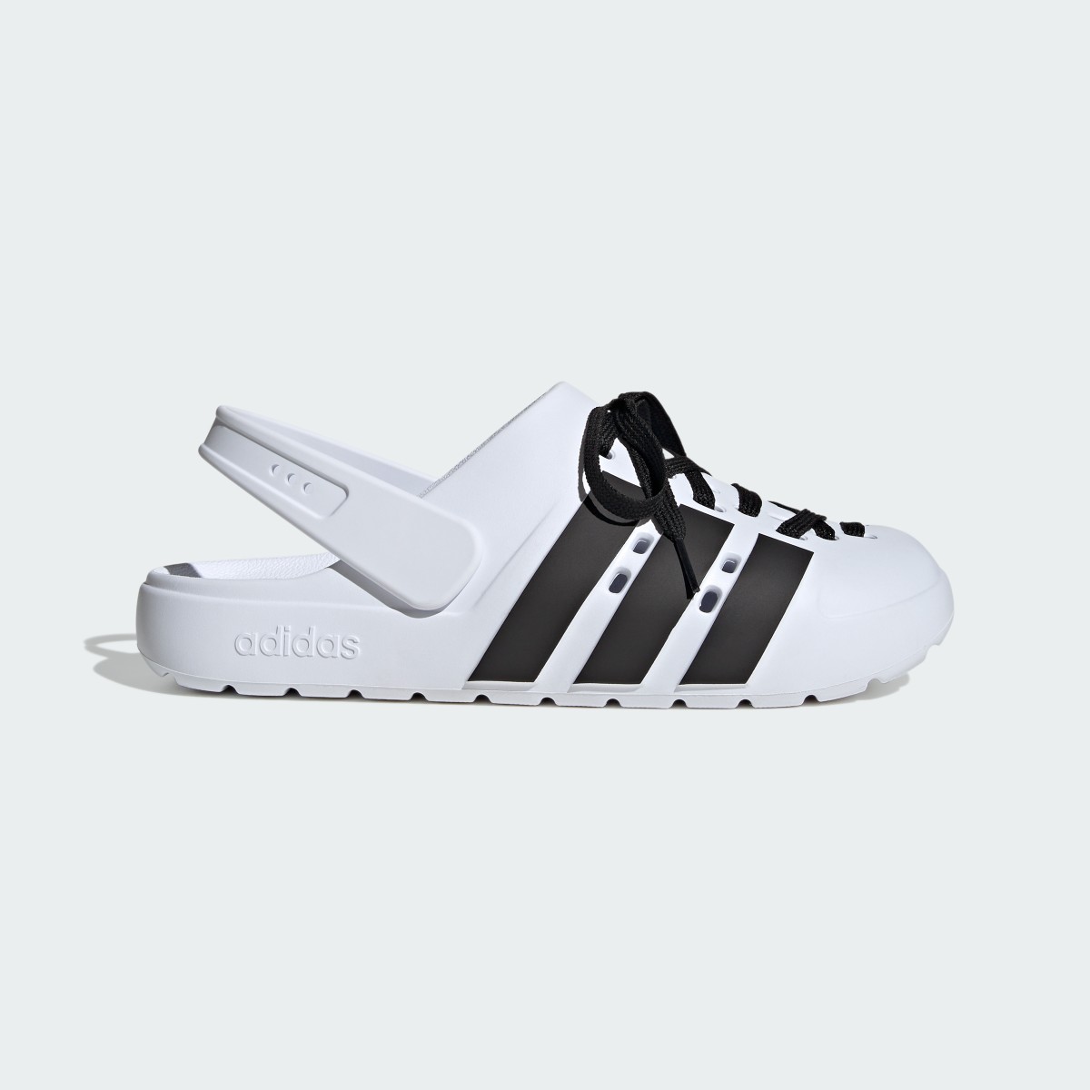 adidas Adilette Clog 2.0 in Cloud White / Core Black / Gold