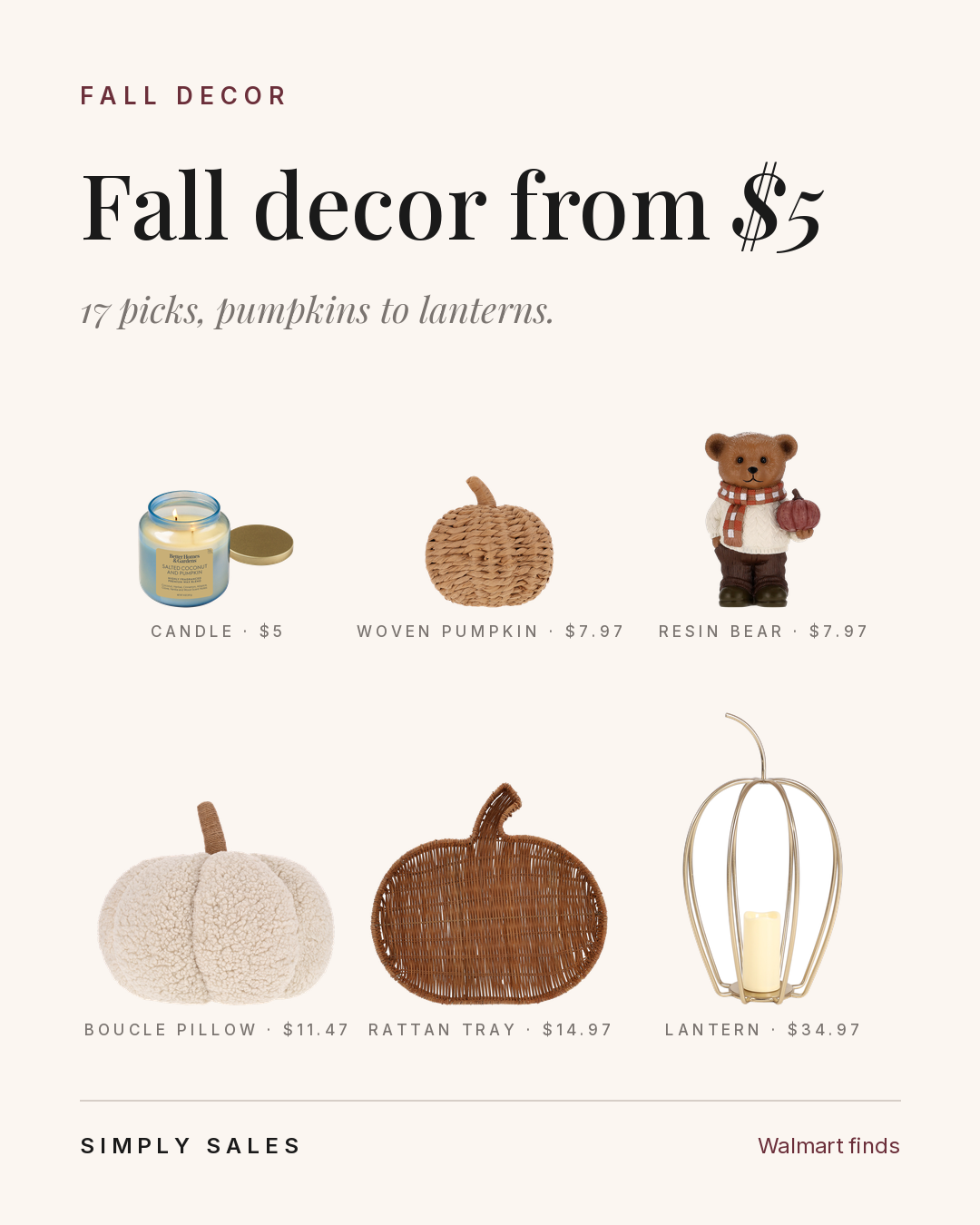 Fall decor starting at $5