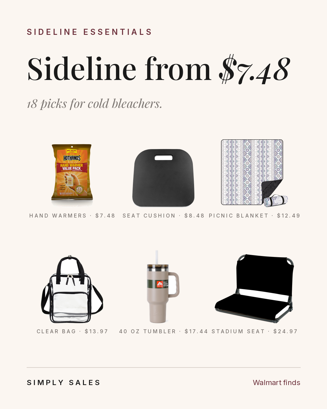 Sideline essentials starting at $7.48
