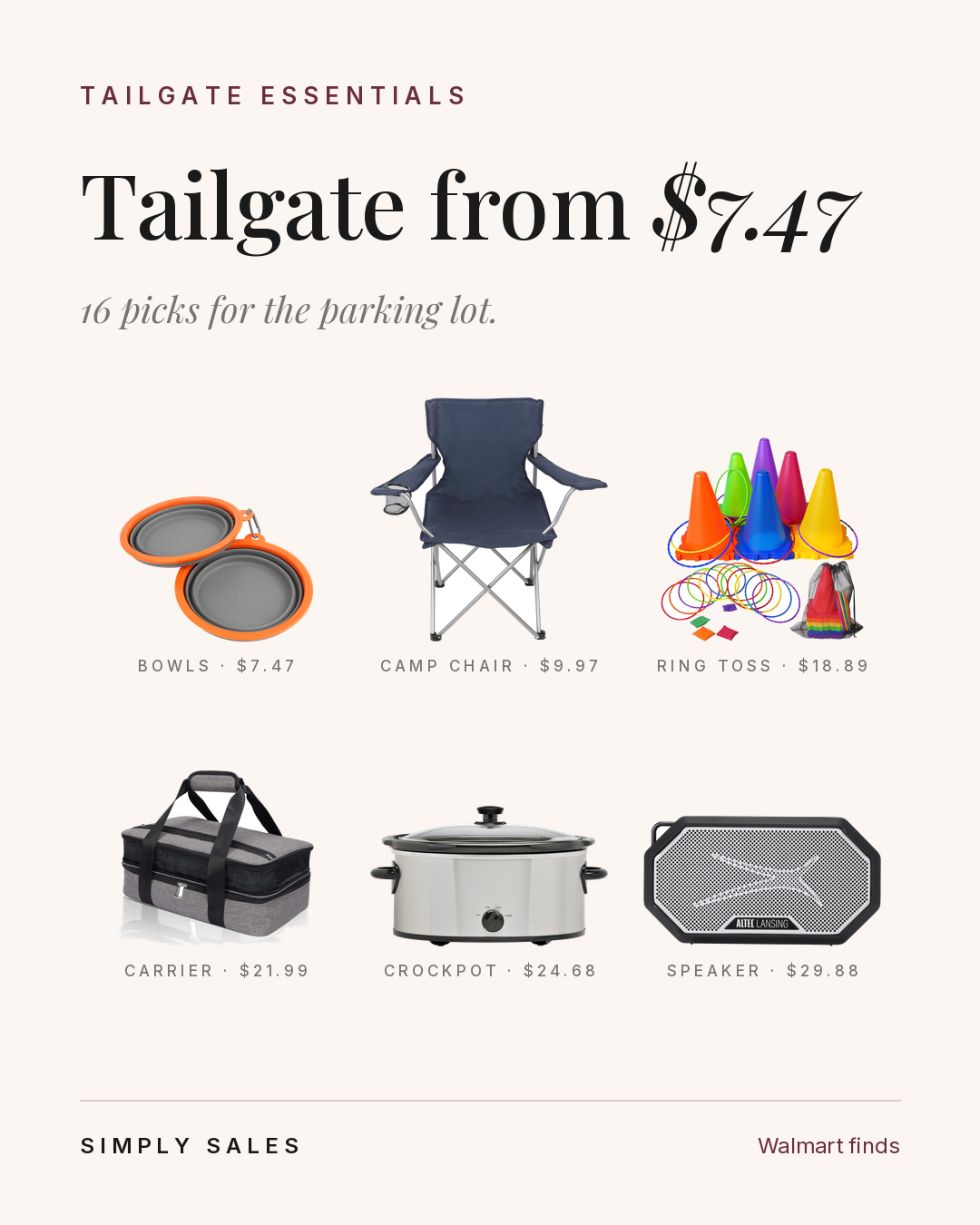 Tailgate essentials starting at $7.47