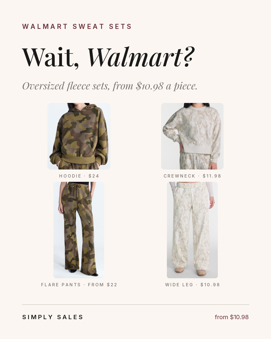 Walmart camo sweat sets (Abercrombie dupe)